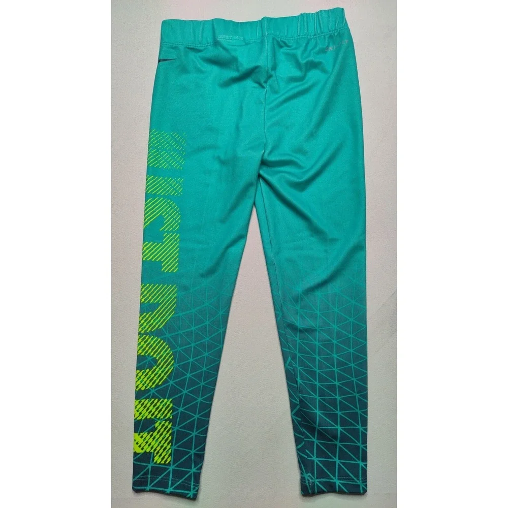 NIKE Dri-fit‎ Girls Size 6 Hyper Jade JUST DO IT Athletic Leggings NEW